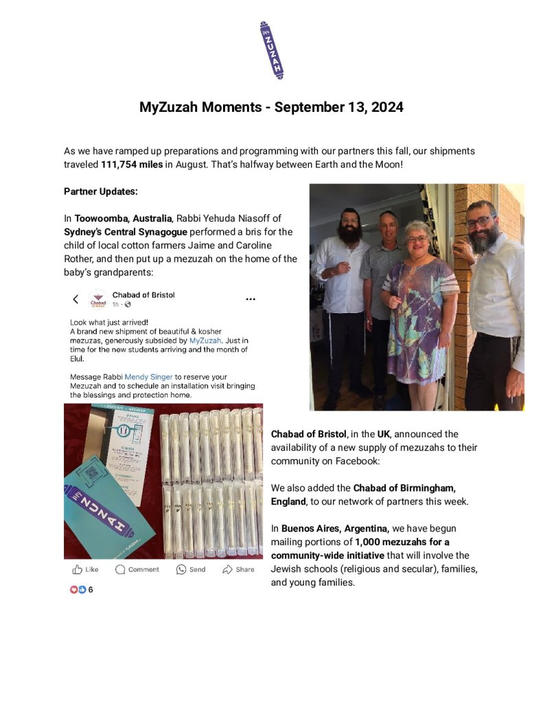 thumbnail of MyZuzah Moments – September 13, 2024